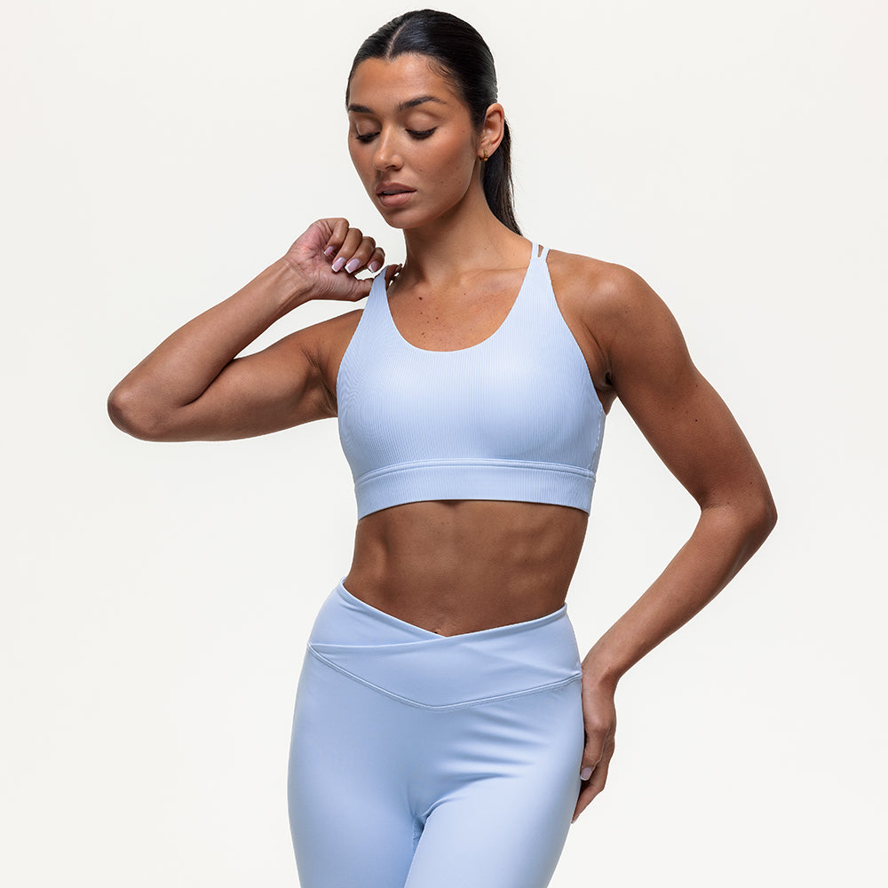 Namaste Ribbed Medium Support Bra - Cashmere Blue