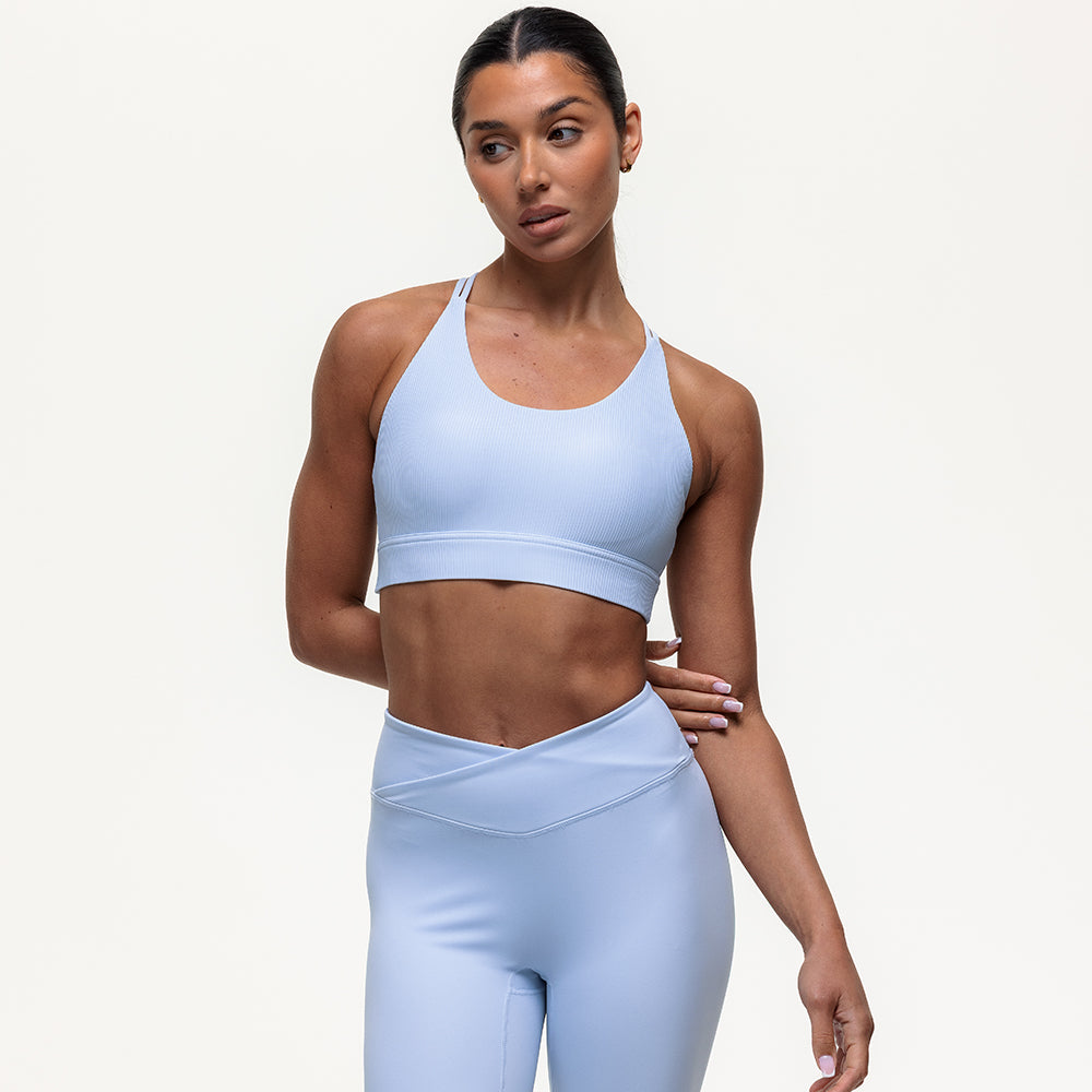 Namaste Ribbed Medium Support Bra - Cashmere Blue