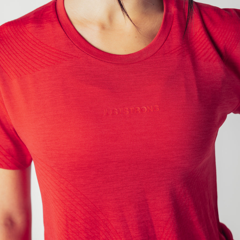 Laser Seamless Workout Tee - Ruby Red