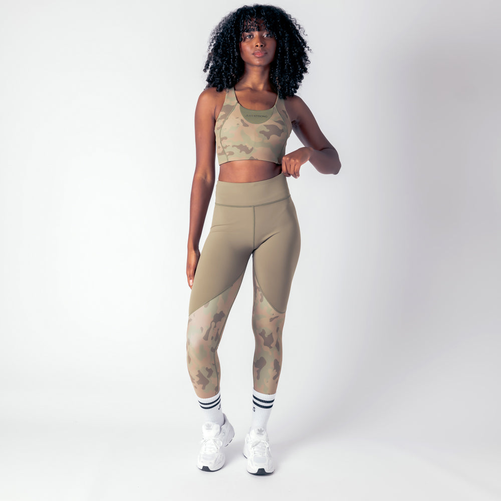 Vertex Camo High Rise Leggings - Military Green