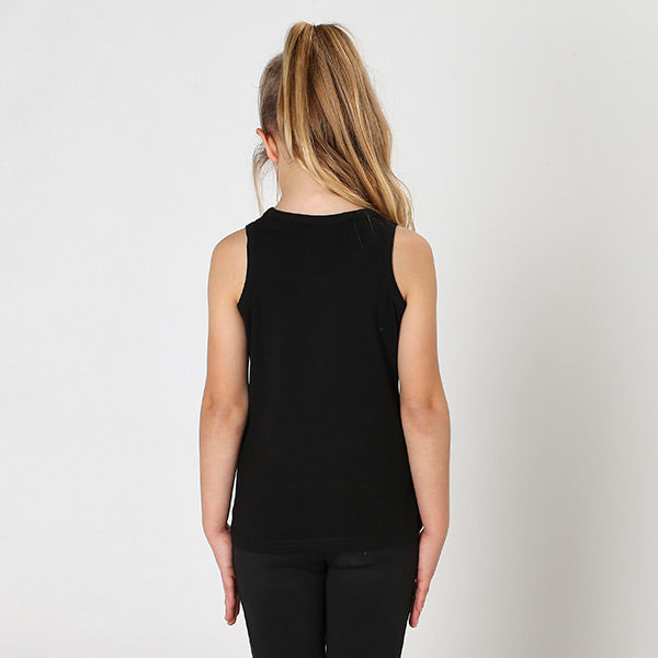 Kids Black Logo Stretch Tank