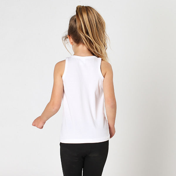 Kids White Logo Stretch Tank